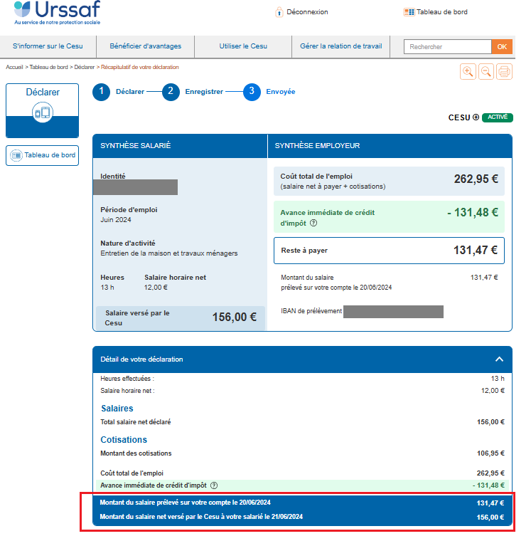 exemple de déclaration mensuelle 